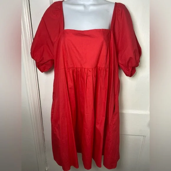 Draper James NWT Hibiscus Pink Puff Short Sleeve Square Neck Women Mini Dress - Picture 4 of 10